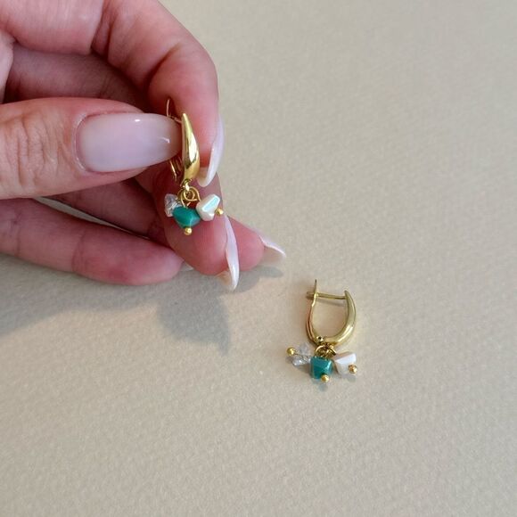 Stone hoop earrings R840 - Picture 4 of 4